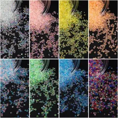 サムコス バブルビーズ レジン封入ビーズ 約240gセット 穴なし 丸玉 マイクロビーズ ガラスビーズ オーロラ ミックス パール アート 光沢 気泡 手作り用品 アクセサリーパーツ ネイルパーツ DIY 手芸用品 装飾充填物 （2-3.5mm）（複数色の組み