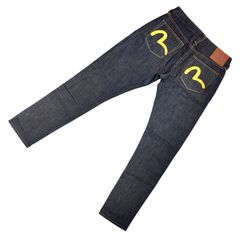 EVISU HERITAGE エビス エヴィス ヘリテージ カモメ ペンキステッチ テーパード スリム ジーンズ ノンウォッシュ リジット セルビッチ デニム ダーク インディゴ W31 L34 サイズ 日本未入荷 フランス パリ限定 激レア 希少 インポート
