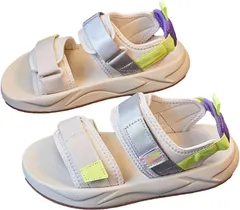 [SLOW＆MELLOW] レディース スポーツサンダル 3㎝ 厚底 マジックテープ カジュアル スポサン 歩きやすい シンプル フラット タイプ コンフォート サンダル 美脚 足元 3カラー さんだる シューズ [マルチカラー] [24.0~24.5 cm]