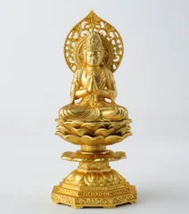 仏師　牧田秀雲作　銅鍍金　聖観世音菩薩像　仏像　置物　共箱　V　R7202B 聖観音菩薩像 牧田秀雲 高岡銅器 仏像【ポイント5％還元中