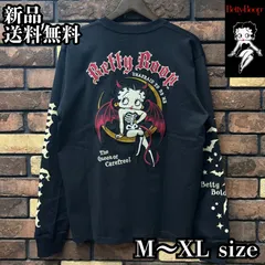 【BETTY BOOP/ベティブープ 天竺長袖TEE デビル】Tシャツ 悪魔 ネバーマインド ベティちゃん コラボ 刺繍 バイク バイカー アメカジ ユニセックス BBN-2509 ブラック 新品 未使用 正規品 送料無料