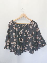 ◇ ⊂ URBAN RESEARCH アーバンリサーチ 花柄 半袖 シャツ ブラウス サイズF ネイビー ピンク レディース E  【1505290031578】