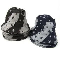 帽子 バケットハット 15点セット 未使用 星柄 52cm ネイビー/ダークブラウン 子供用 帽子 まとめて 大量 キッズ 女の子用 hat