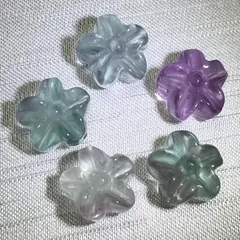 E13-10 フローライト花 天然石パーツ 約12.7㎜ 5個セット ブレスレットパーツ ネックレスパーツ アクセサリーパーツ チャームパーツ 手作り素材 ハンドメイドアクセサリー材料 天然素材 パワーストーンパーツ デザブレパーツ 天然石彫り物パーツ