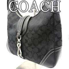COACH コーチ ブラックシグネチャー ワンショルダーバッグ / COACH Black Signature Hobo Shoulder Bag