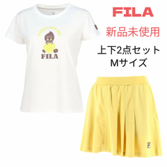 FILA  フィラ  テニス  ウェア  シャツ  スコート  上下セットアップ  Мサイズ  新品未使用  白黄色