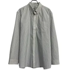 L.L.Bean 長袖 ストライプシャツ 17 XL～ ホワイト ブルー エルエルビーン ボタンダウン ビッグサイズ 古着卸 アメリカ仕入 a703-5711