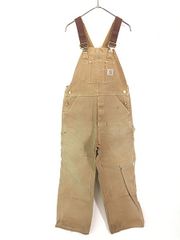 古着 90s USA製 Carhartt ブラウン ダック Wニー ワーク オーバーオール W34 L28 古着 