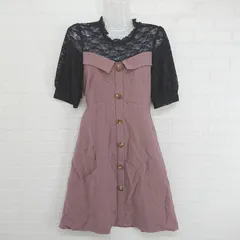 ◇ ◎ TORTE トルテ タグ付 レース 切替 半袖 膝丈 ワンピース サイズF ブラウン系 ブラック レディース E  【1304180008306】