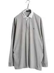 【お得なクーポン配布中!】 90s ポロ ラルフローレン 長袖 ラガー シャツ メンズ M / 古着 90年代 オールド ラグビー 長袖シャツ コットン ワンポイント ポニー刺繍 灰