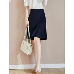 ☆ ネイビー ☆ M ☆ フレアスカート レディース 春夏 スカート ひざ丈 フレア フレアスカート マーメイド 膝丈 膝丈スカート 春夏 ボトムス レディース おしゃれ オシャレ ミモレ丈 大人 楽ちん シンプル 無地 通勤 通学 お出かけ オフィス