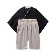 袴ロンパース 男の子 ベビーロンパース 袴 ベビーカバーオール 赤ちゃん用袴風和装 キッズ カバーオール 70/80/90cm