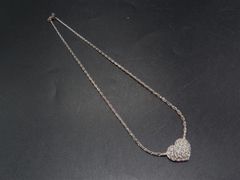 美品】 スターリングシルバー 925 ハート 透かし彫り ネックレス 