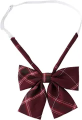 Eiza スクールリボン ネクタイ チェック柄 学生 制服 小物 高校生 中学生 コスプレ e800( エンジ,  Free Size)