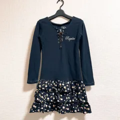 【最終値下げ】Rayalice レイアリス ワンピース ティアードスカート ロゴ刺繍 黒 花柄 150cm 綿100% グランジ Y2K 平成女児 平成ギャル 姫ギャル Archive 00s