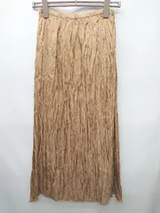◇ ◎●未使用●⊂ LAGUNAMOON タグ付き　ランダムプリーツ　グロス ロング スカート サイズM ベージュ レディース P  【1409250029295】