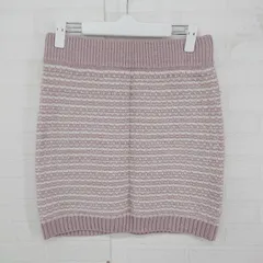 ◇ who's who Chico フーズフーチコ 柄 ラメ ギャル ニット ミニ タイト スカート サイズF ピンク ホワイト系 レディース P  【1304250015746】