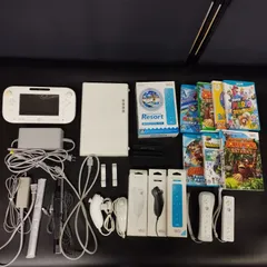 【D14455】 任天堂 WiiU 本体 32GB ソフト 7本  リモコン ヌンチャク センサーバー 攻略本 セット Nintendo