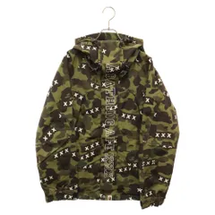 A BATHING APE (アベイシングエイプ) 24SS ×ゴッドセレクショントリプルエックス カモ柄 フードジャケット スノーボードジャケット グリーン 001LJK231908Cのサムネイル