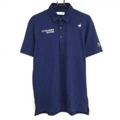 【超美品】ルコックゴルフ 半袖ポロシャツ ネイビー×ブルー 総柄  メンズ LL ゴルフウェア 2024年モデル le coq sportif