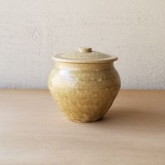 ✻塩壷 ( 塩笥 しおげ 蓋物 蓋付き壷 黄瀬戸 瀬戸 民藝 作家 )