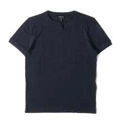 新品 GIORGIO ARMANI ジョルジオアルマーニ Ｔシャツ サイズ:48 ストレッチ シルクナイロン ニット キーネック 半袖Tシャツ ネイビー 紺 イタリア製 トップス カットソー【メンズ】のサムネイル