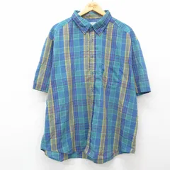XL/古着 半袖 シャツ メンズ 00s 大きいサイズ ボタンダウン 青他 ブルー チェック 25apr21 中古 トップス