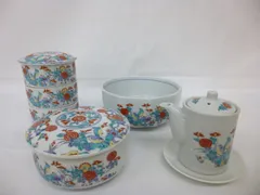 【未使用品】有田焼　香泉作　色絵花鳥文　鉢・小鉢・醤油さしセット　4点