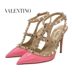 ヴァレンティノ VALENTINO パンプス 靴 シューズ パテント レザー ピンク ピンクベージュ ゴールド 未使用 サンダル ロックスタッズ -  メルカリ