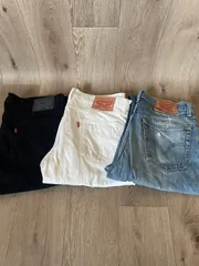【中古品】Levi'sジーンズ3点セット　黒　白　ブルー