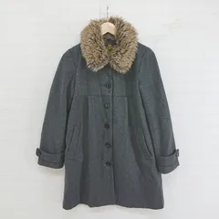 ◇ MAJESTIC LEGON フェイクファー ウール混 長袖 コート サイズF ダークグレー系 レディース P  【1303060007118】