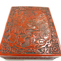 【超希少】ロシア伝統工芸 パレフ（ホールイ）漆器 小箱「火の鳥」手描き 署名入 超希少】ロシア伝統工芸 パレフ（ホールイ）漆器 小箱「火の鳥」手描き