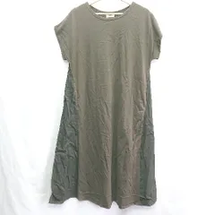 ◇ BEAMS HEART ビームス ハート 切り替えデザイン 半袖 ロング丈 ワンピース サイズ表記なし カーキ レディース E  【1407020064835】