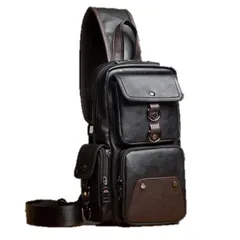 ボディバッグ メンズ ワンショルダー バッグ 斜め掛け PUレザー 大容量 防水 多機能 通学 ブラック