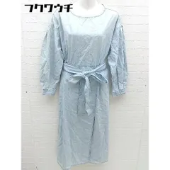 ◇ nano universe ナノユニバース リボン 長袖 ロング ワンピース サイズ38 ブルー レディース 【中古】 【1002801839888】