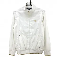 キャロウェイ 2WAYジャケットブルゾン 白×ゴールド ロゴ刺しゅう 袖着脱可 メッシュ裏地  レディース L ゴルフウェア Callaway