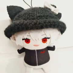 【にじぱぺっと】ネコミミ ニット帽 ぬい服 ぬい帽子 10cm 黒1