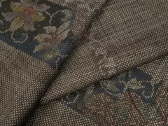 平和屋着物●本場大島紬　7マルキ　短冊花唐草文　正絹　逸品　CAAW7567yc