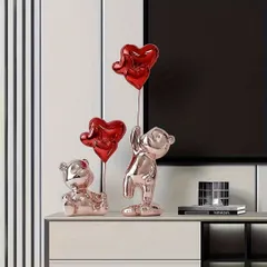 装飾 ハート 風船 ピンク 動物 かわいい おしゃれ 立っている くま ハートバルーン 置物 デスク周り デスクトップ装飾 バルーンベア飾り  部屋装飾 家の装飾 オフィス装飾 テーマパーティー装飾 クリスマス装飾 44×10