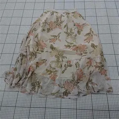 ◇ ⊂ ジャスグリッティー 花柄 裾フリル ロング フレア スカート サイズ1 ベージュ系 グリーン系 マルチ レディース E  【1509100076506】