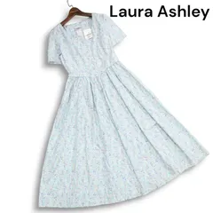 【新品 未使用】 Laura Ashley ローラアシュレイ 春夏 花柄 フラワー総柄♪ 半袖 フレア ワンピース Sz.36　レディース