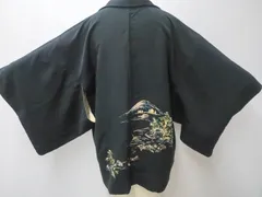 【一輝堂】【着物】羽織　刺繍　風景文　羽織り紐別売り　身丈約74cm　裄丈約63.5cm　25z03-1613
