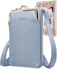[Kugusa] てるぽっけ スマホポーチ レディース スマホショルダー スマホポシェット お財布ショルダー がま口 財布 斜め掛け （日本企画）【ライトブルー】