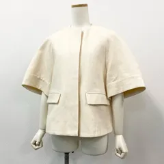 19k29 《美品》 Drawer ドゥロワー ラウンドスリーブ ノーカラージャケット リネンジャケット バスケット織 七分袖  6522-299-0639 36 ピンクベージュ系のサムネイル