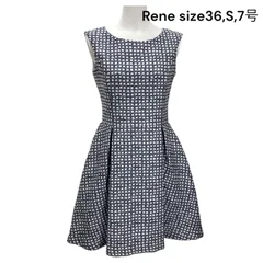 ルネ Rene ワンピース ノースリーブ 膝丈 TISSUE ネイビー コットン シルク 36、S、7号 レディース S5S026