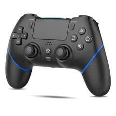 【在庫処分】日本語取扱説明書 Pro/Slim/PC対応 P4/P4 ー ワイヤレス4コントローラ イヤホンジャック付き 高耐久ボタン 16時間連続使用 6軸ジャイロセンサー搭載 (ブラック/ブルー) Turbo自動連射機能 マクロ機能 背面ボタン付き Blu