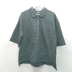 ◇ Kutir ストライプ柄 ハーフジップ オーバーサイズ 半袖 シャツ サイズM ブラック メンズ E  【1310130040616】のサムネイル