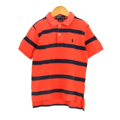 ポロバイラルフローレン ポロシャツ トップス 半袖 ボーダー柄 キッズ 男の子用 4サイズ オレンジ×紺 Polo by Ralph Lauren 【中古】