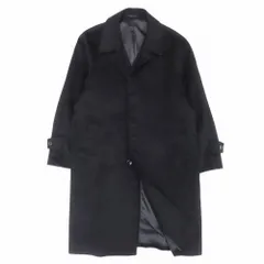カシミヤ100％ ステンカラー 比翼 コート ジャケット ロング丈 アウター サイズS ブラック 黒 メンズ 【中古】