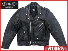 HORN WORKS ダブル レザーライダースジャケット 腰ベルト キルティング